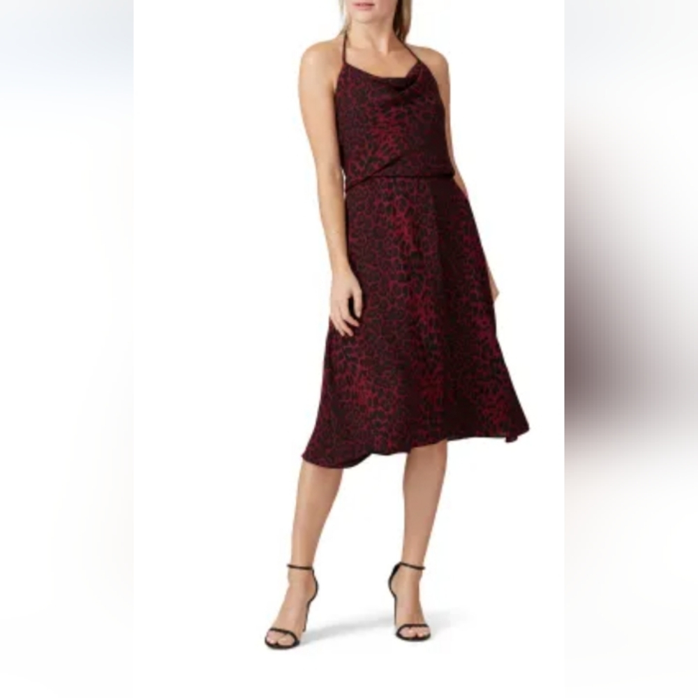 Dress the population leopard animal print dress size small